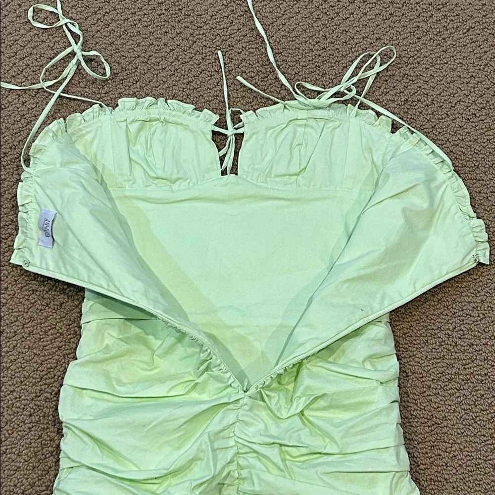 Oh Polly Sunshine Retreat Strappy Corset Mini Dress size 2 Lime Green Bodycon - Picture 9 of 16